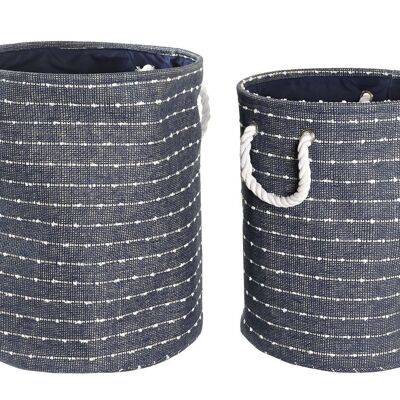 BASKET SET 2 POLYESTER 38X38X47 NAVY BLUE DC194292