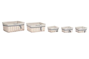 PANIER SET 5 POLYESTER COTON 48X38X13 POISSON BEIGE DC206145 1