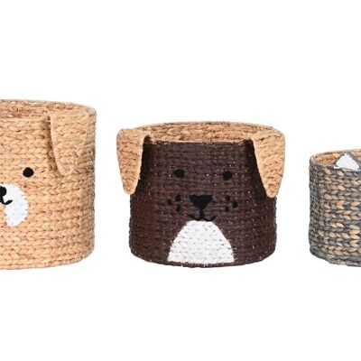 BASKET SET 3 RUSH 40X40X37 ANIMALS NATURAL DC206496