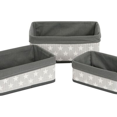 CORBEILLE SET 3 BAMBOU POLYESTER 35X25X14 ETOILES DC207639