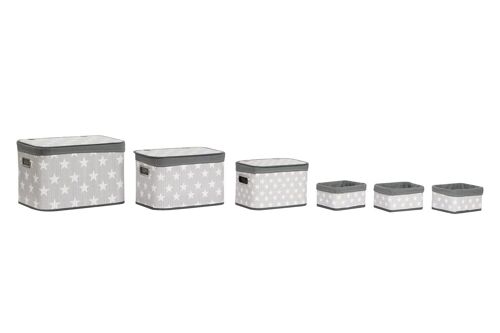 Cesta set 6 bambu poliester 51x35x33 estrellas DC207640