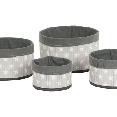 CORBEILLE SET 4 BAMBOU POLYESTER 30X30X17 ETOILES DC207642