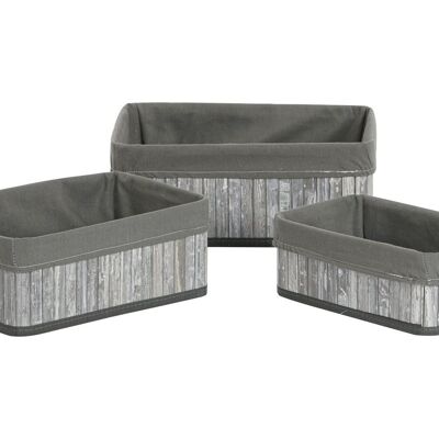 CORBEILLE SET 3 BAMBOU POLYESTER 35X25X14 GRIS DC207644