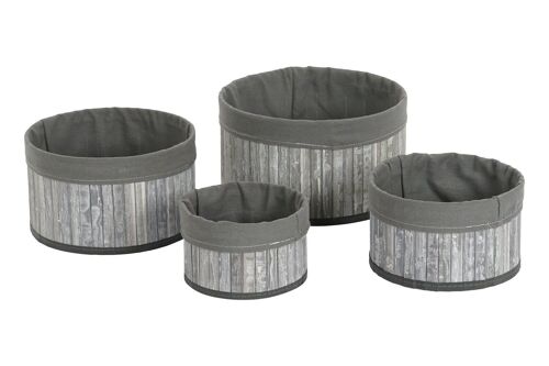 CESTA SET 4 BAMBU POLIESTER 30X30X17 GRIS DC207647