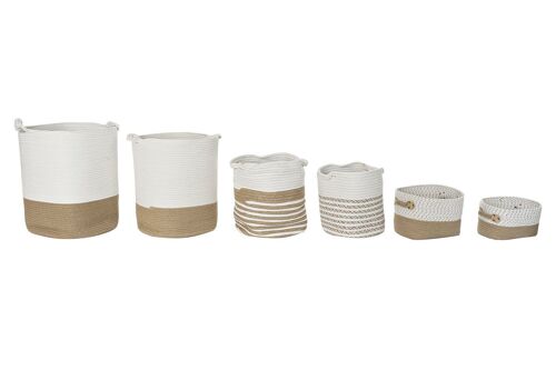 Cesta set 6 algodon yute 45x45x54 blanco DC194449