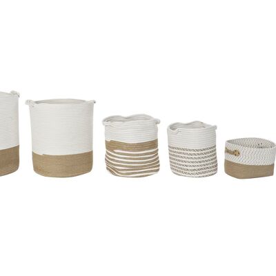 CESTA SET 6 ALGODON YUTE 45X45X54 BLANCO DC194449