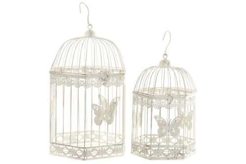 JAULA SET 2 METAL 26X23X48 MARIPOSA BLANCO DH188963