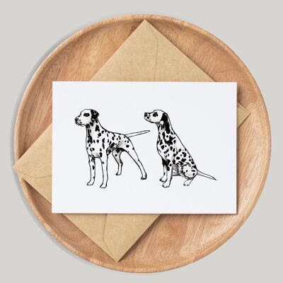 Dalmatiner Hund handgemachte & handgezeichnete Grußkarte