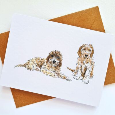 Cockapoo Dog Handmade & Hand Drawn Greeting Card