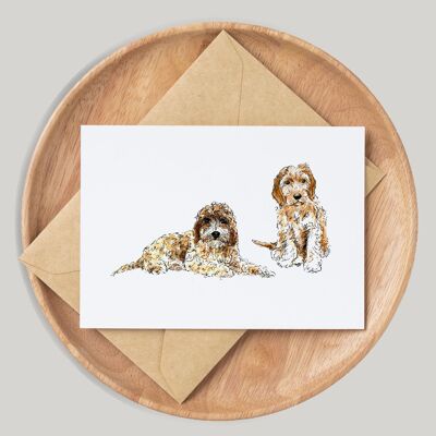 Cockapoo Hund handgemachte & handgezeichnete Grußkarte