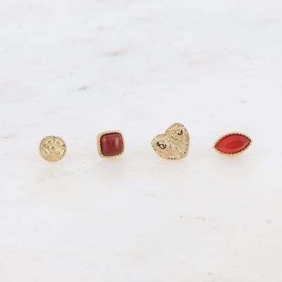 4 mini chips - hammered round, hammered heart, square and drop