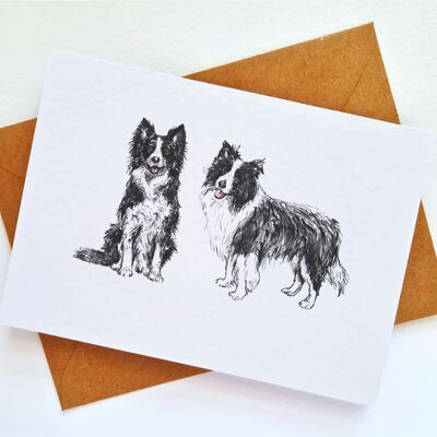 Border Collie Dog Handmade & Hand Drawn Greeting Card