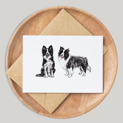 Border Collie Hund handgemachte & handgezeichnete Grußkarte