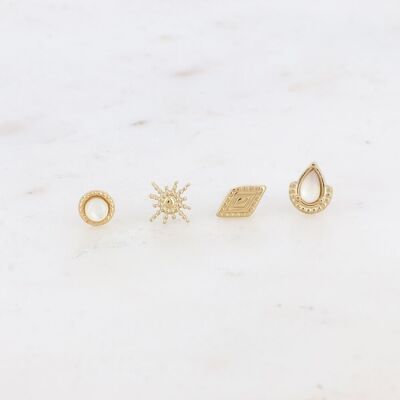 4 mini chip: pietra rotonda, stella, diamante strutturato e goccia