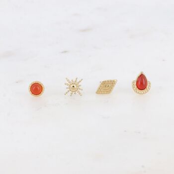 4 mini puces - pierre ronde, étoile, losange texturé et goutte 2