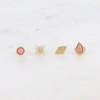 4 mini puces - pierre ronde, étoile, losange texturé et goutte 6