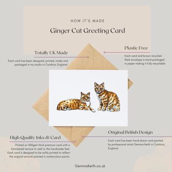 Chat tigré au gingembre fait à la main et dessiné à la main Carte de vœux 2
