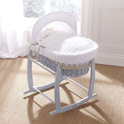 Marshmallow Grey Wicker Moses Basket