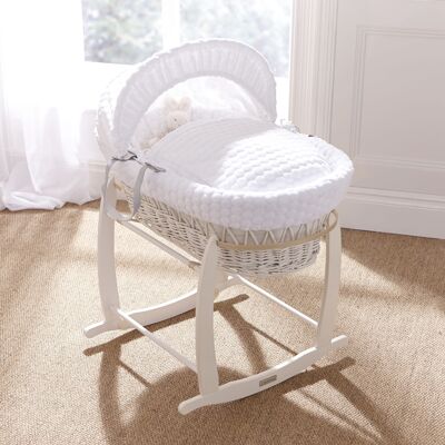 Marshmallow White Wicker Moses Basket