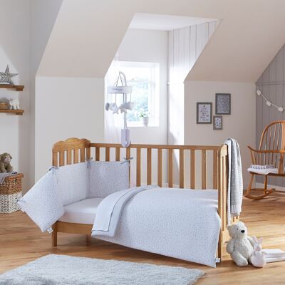 Bettwäsche-Set für Kinderbett/Kinderbett mit Steppdecke und Nestchen im Sternen- und Streifenmuster