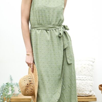 Strukturiertes Kleid mit Rautenmuster – Grün