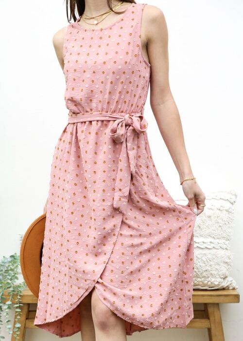 Textured Diamond Pattern Dress-Pink