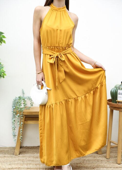 Halter Neck Classic Maxi Dress-Yellow