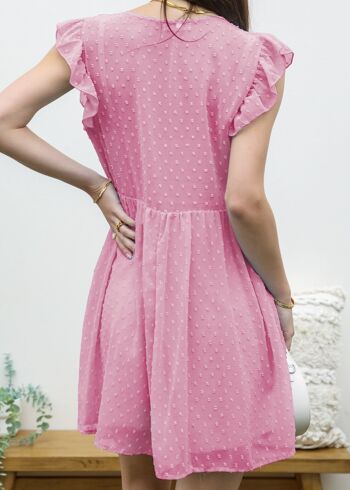 Robe dos transparent à pois-Rose 2