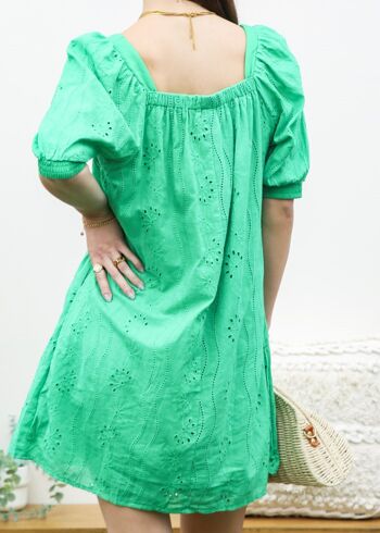 Robe à œillets à encolure carrée-Vert 5