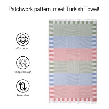 Serviette turque | Patchwork | Carrelage & Vert & Turquoise | 100x160cm 5