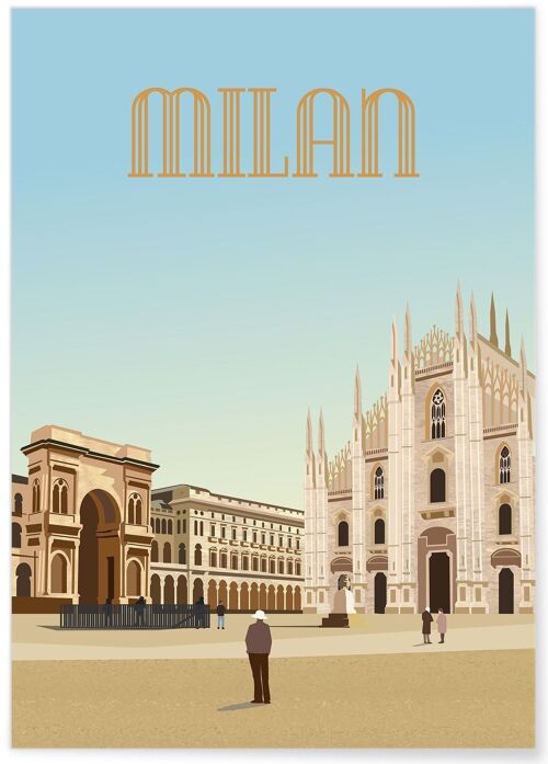 Affiche illustration de la ville de Milan