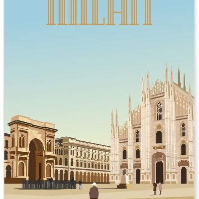 Cartel de ilustración de la ciudad de Milán