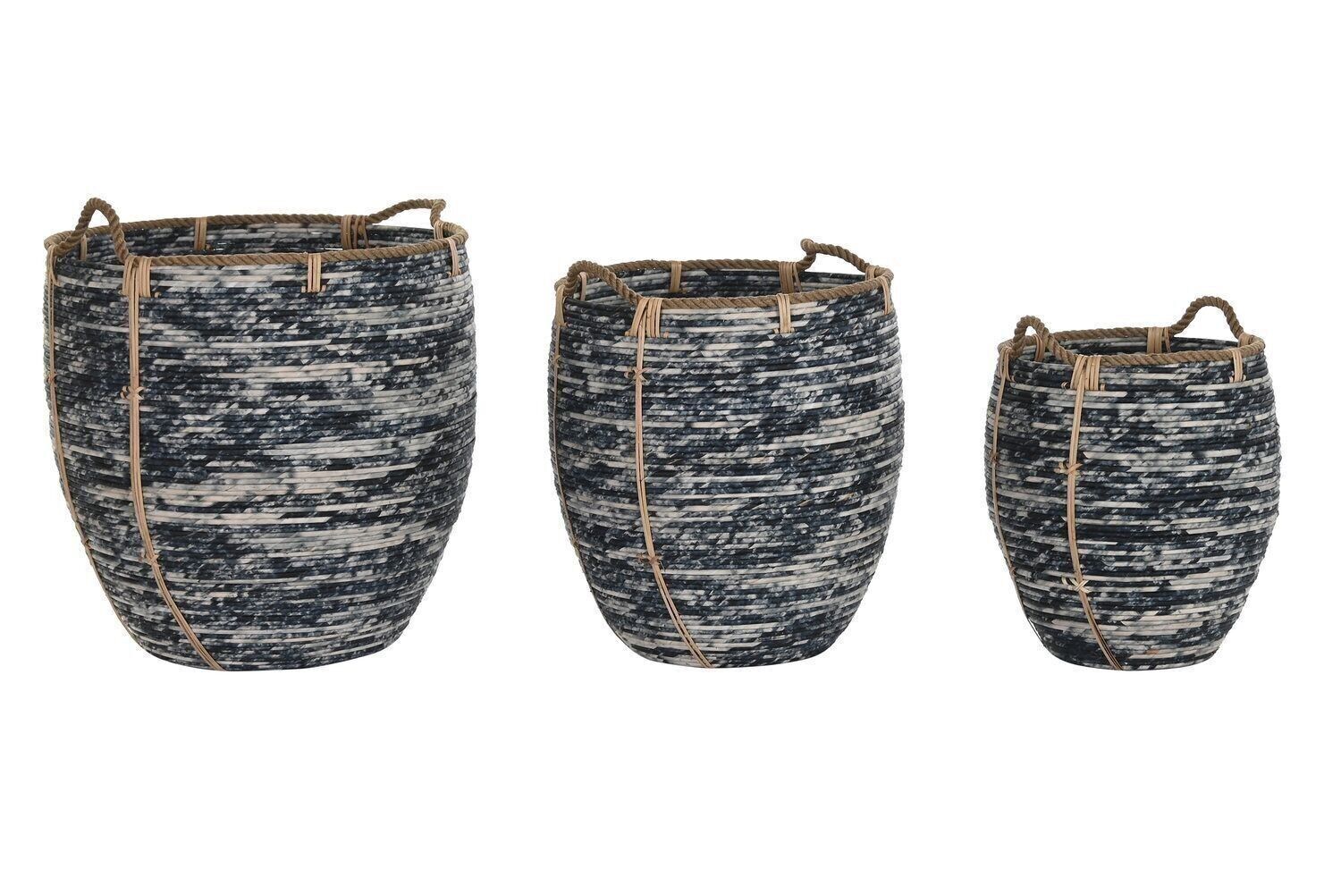 CORBEILLES SET 3 ROTIN 52X52X60 NOIR DC196240