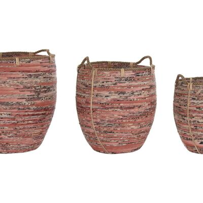 BASKET SET 3 RATTAN 52X52X58 PEACH DC196242