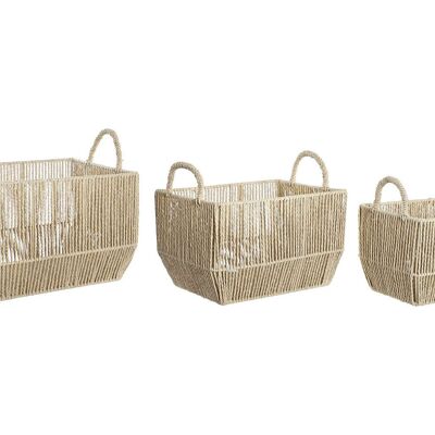 PANIER SET 3 FIBRE METAL 40X29,5X26 NATUREL DC199030