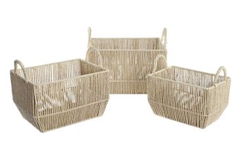 PANIER SET 3 FIBRE METAL 40X29,5X26 NATUREL DC199030 2