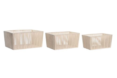 CESTA SET 3 ALGODON METAL 40X30X20 BEIGE DC202049