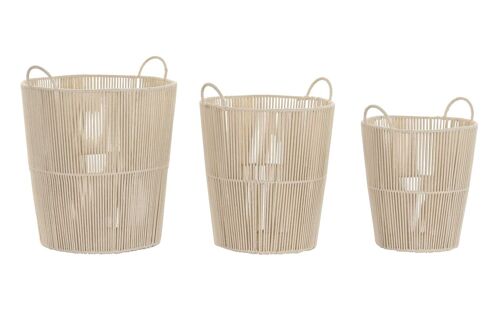 CESTA SET 3 ALGODON METAL 42X42X51 BEIGE DC202051