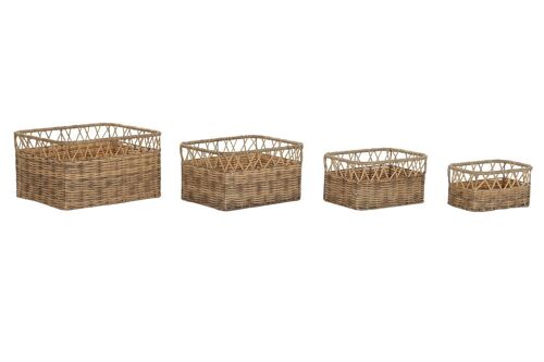 CESTA SET 4 PE METAL 42X32X22 NATURAL DC202055