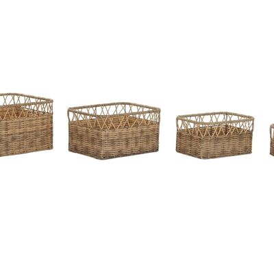 CESTA SET 4 PE METAL 42X32X22 NATURAL DC202055