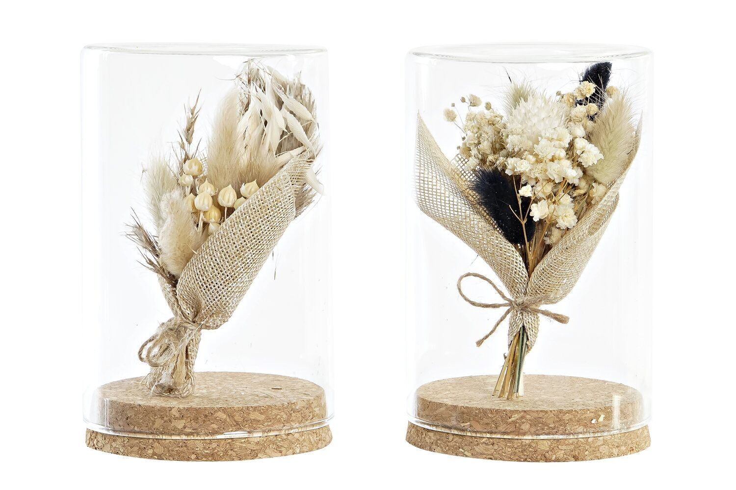 VETRO DECORAZIONE FIORI SECCHI 10X10X15,5 2 ASSORTIMENTI. DH201809