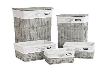 PANIER A LINGE SET 5 OSIER POLYESTER 44X34X56 GRIS DC202352 5