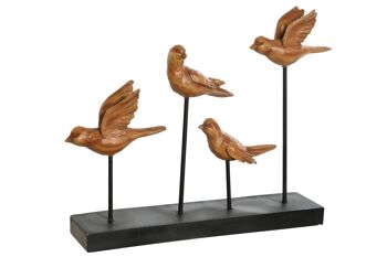 DÉCORATION RÉSINE 32X6X24 OISEAUX MARRON DH206282 1