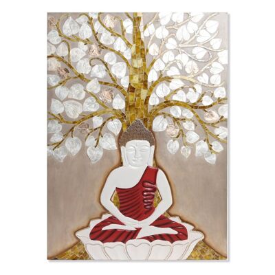 Wanddekoration aus Perlmuttharz, 70 x 4 x 100 cm, Buddha-Baum, DP203261