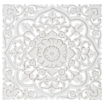 DÉCORATION MURALE MDF 90X4X90 MANDALA DÉCAPAGE BLANC DP182449