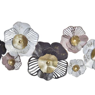 DECORACION PARED METAL 132,7X9X61 FLORES ROSA DP187082