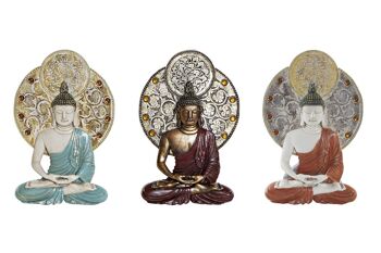 DÉCORATION MURALE EN RÉSINE 20X4X30,3 BOUDDHA 3 ASSORTIMENT. DP190367 1