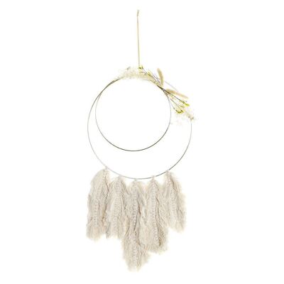 Decoracion colgante fibra metal 30x2,5x75 beige DP198957