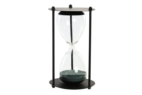 RELOJ DE ARENA METAL CRISTAL 10,5X10,5X18,5 NEGRO DH203338