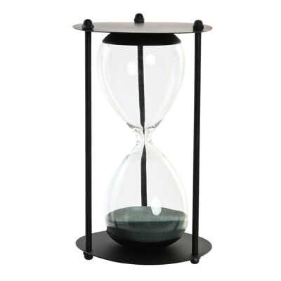 RELOJ DE ARENA METAL CRISTAL 10,5X10,5X18,5 NEGRO DH203338